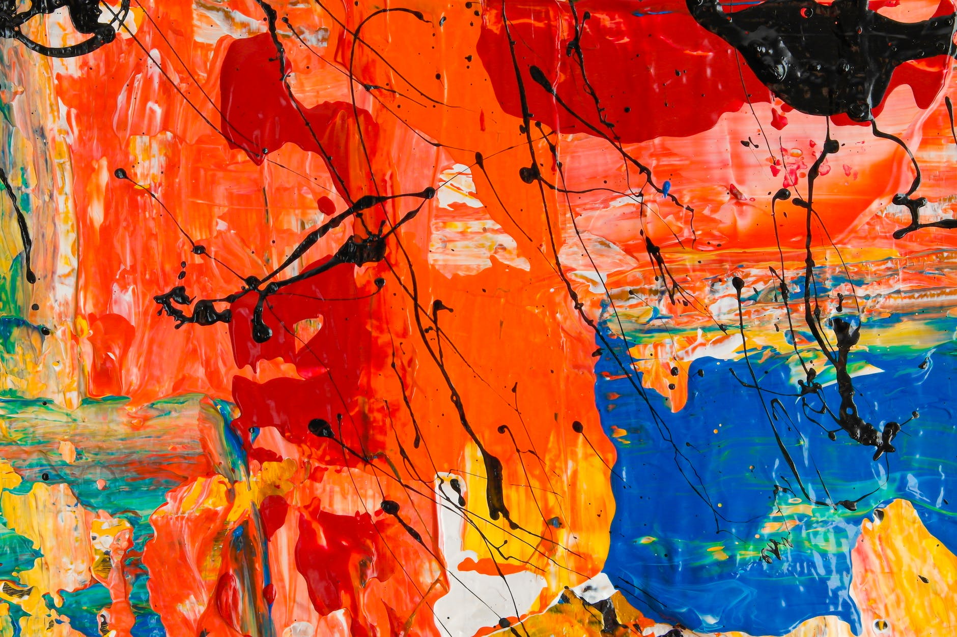orange and multicolored abstract painting